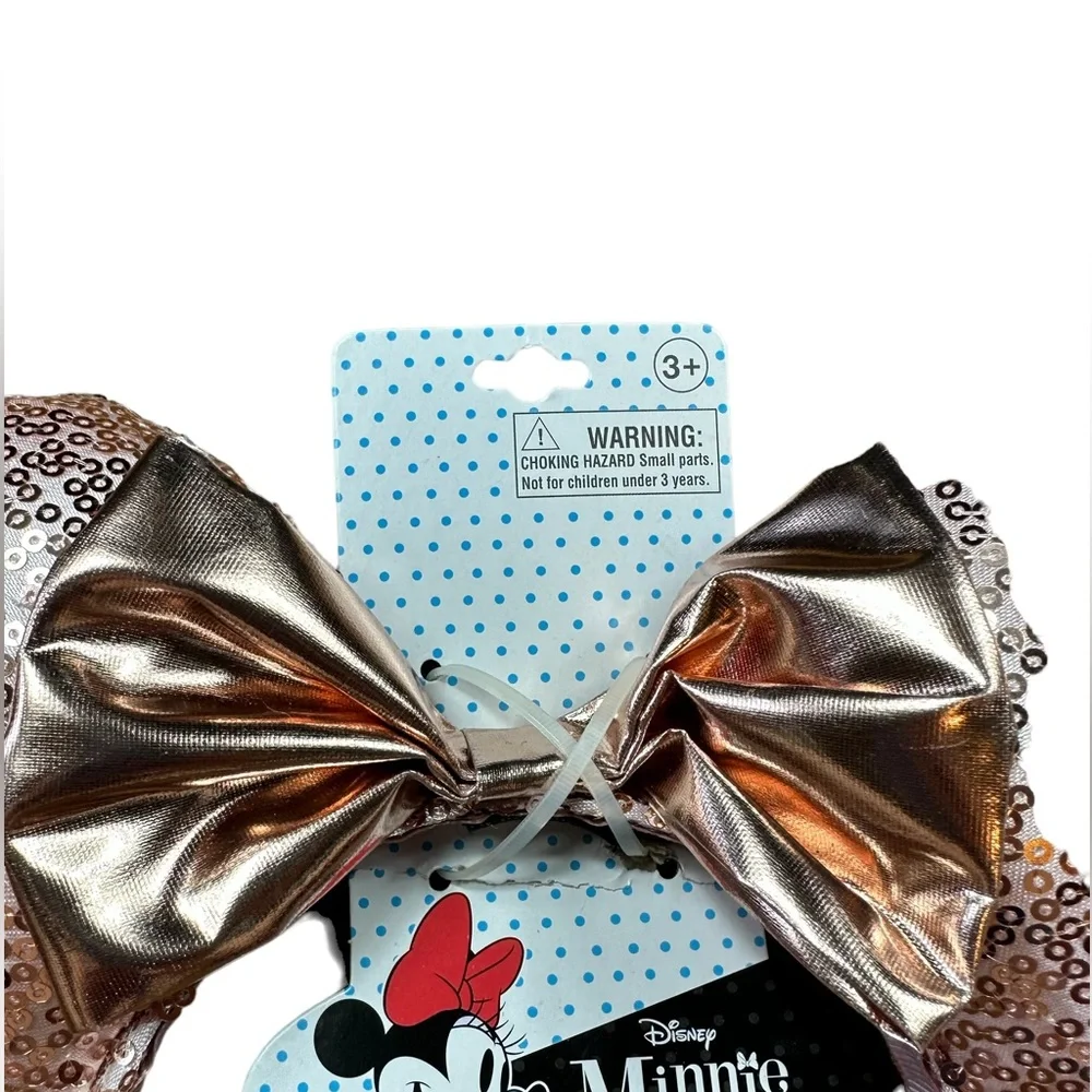DISNEY: NWT Metallic Rose Gold Sequin Minnie Mouse Ears
